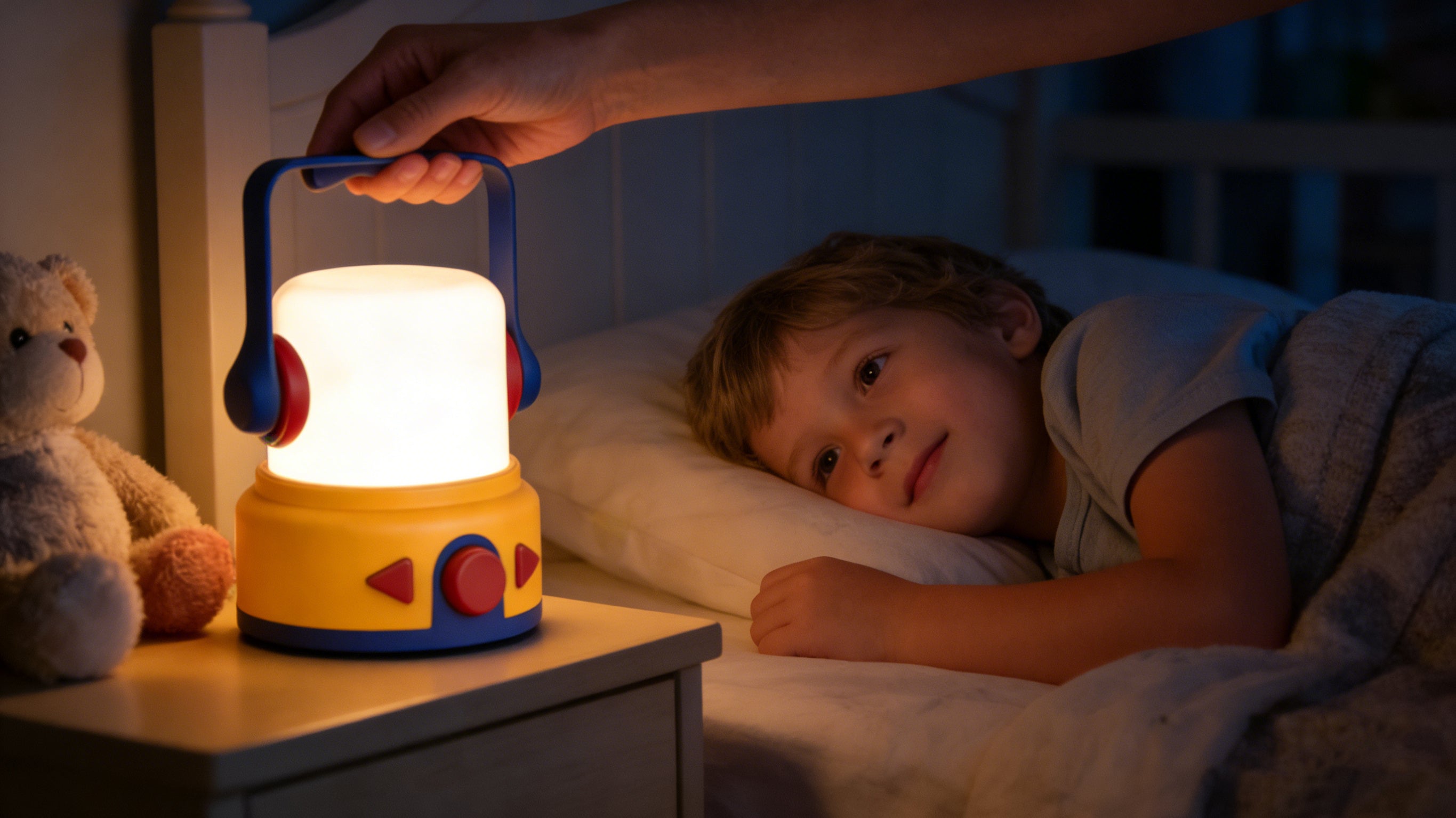 Child listening to high-quality audio from CBPlay lantern