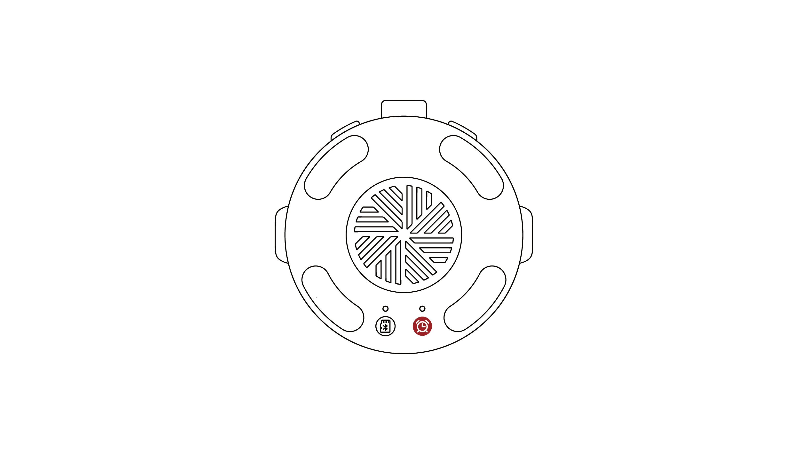 Line drawing of the CBPlay mini lantern showing its timer button design and clean, simple control layout