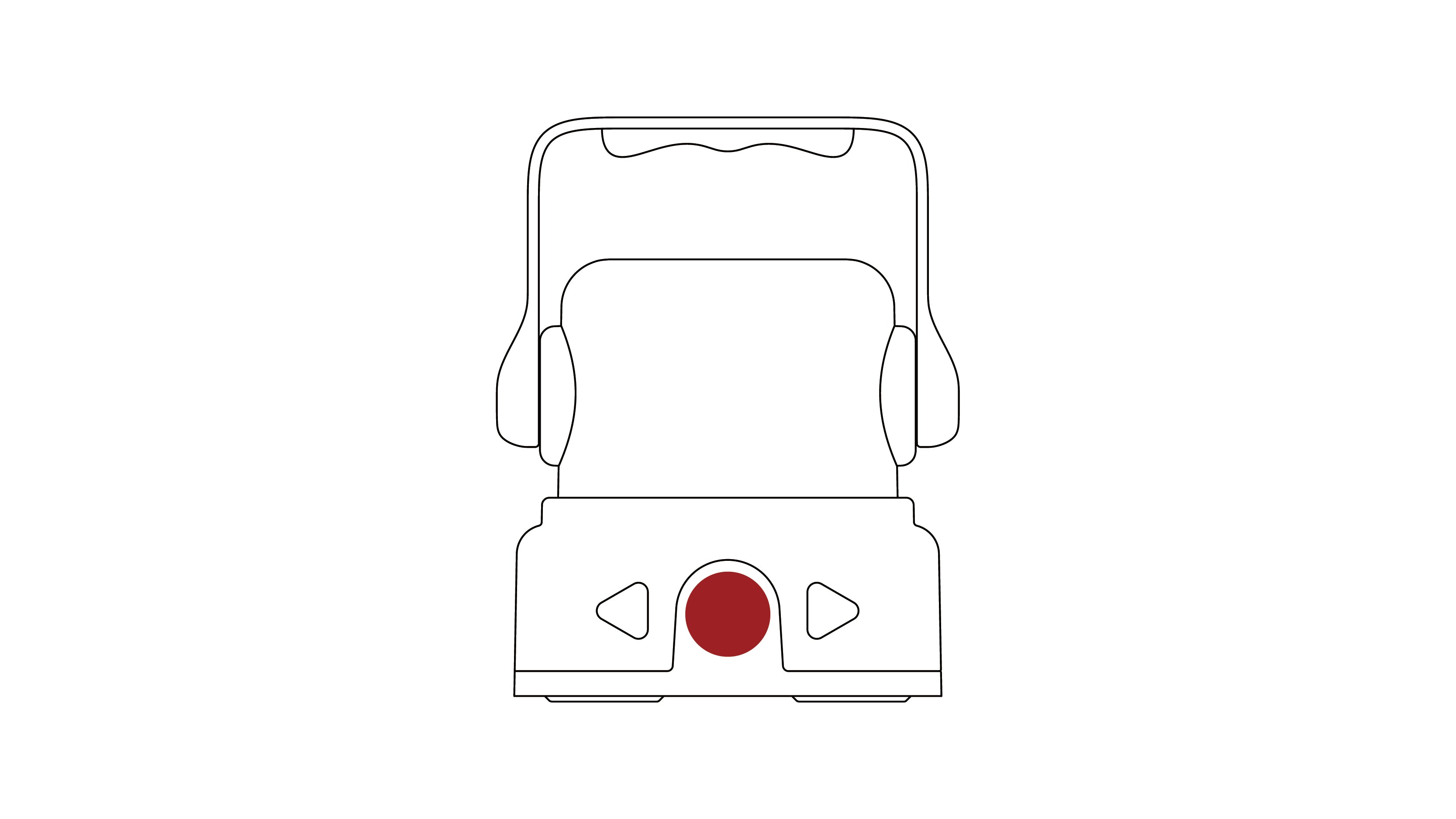 Illustration of the CBPlay Adventure Lantern with the large circular Main Button highlighted. This is the primary action button to start an adventure or confirm a choice