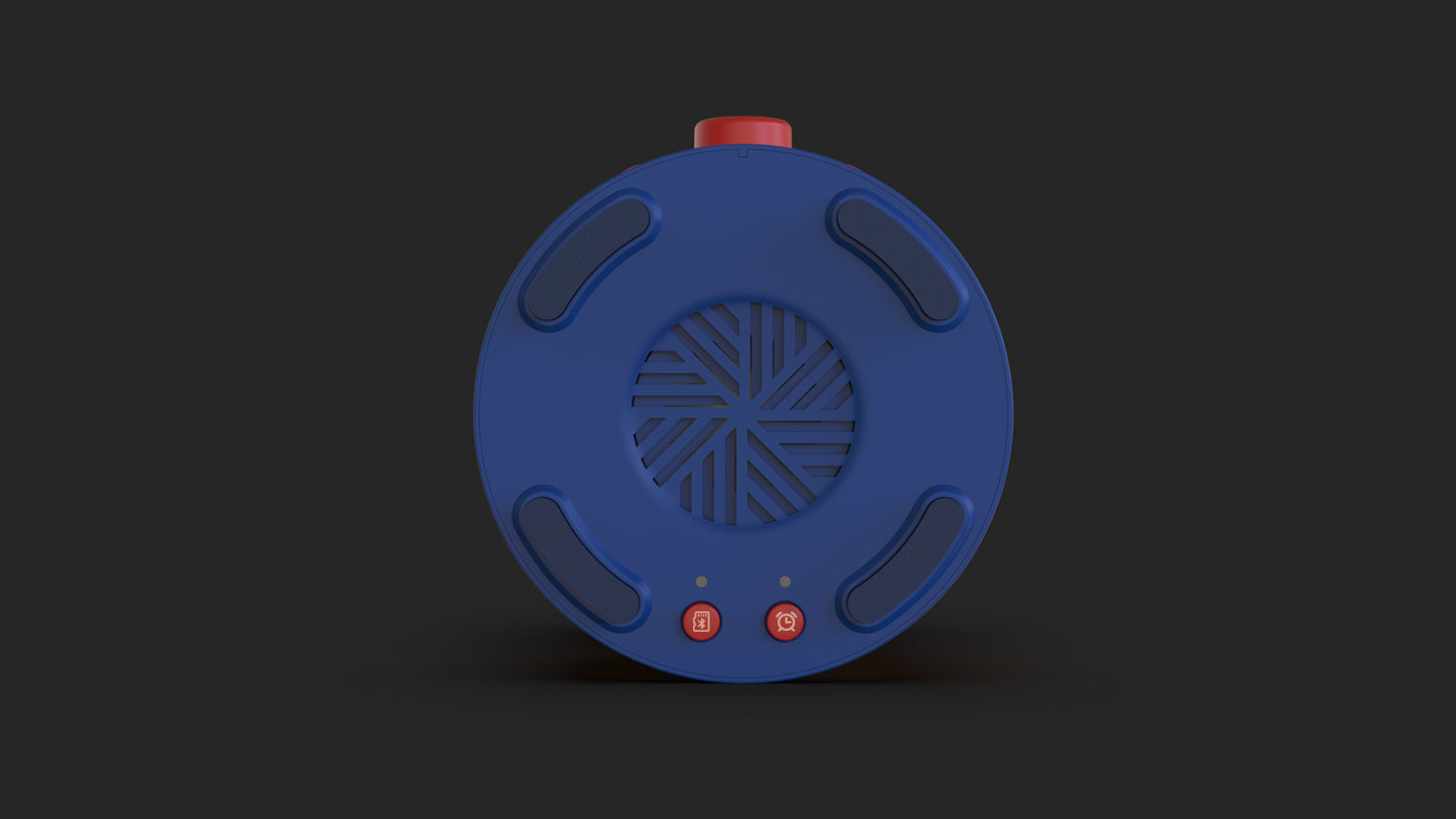 Close-up bottom view of the CB mini lantern, clearly showing the timer button and mode selection button for Bluetooth, pre-loaded stories, and soothing sounds