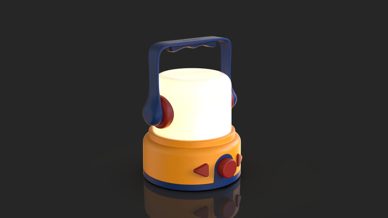 A multifunctional lantern for kids featuring a night light, built-in bedtime stories, white noise sounds, and a Bluetooth speaker.